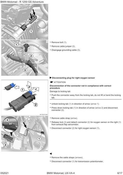 BMW R1250 GS Adventure K51 Motorcycle Service Manual sample page with technical illustrations