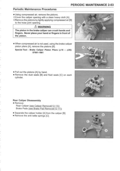 Kawasaki KX 250 KX250X Motorcycle Service Manual sample page with diagrams and specifications