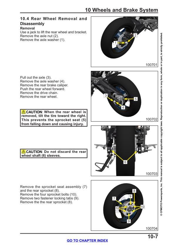 CFMOTO PAPIO 125 Service Manual sample page showing repair procedures