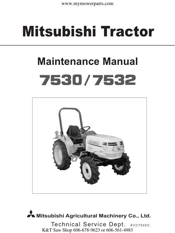 Cub Cadet 7530 7532 Tractor Service Manual factory service manual title page
