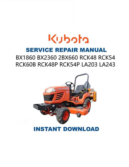 Kubota BX1860 BX2360 BX2660 Tractor Service Manual - Service Manual PDF Instant Download