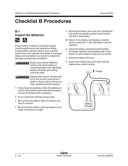 Genie TZ 34 20 Boom Lift Service Manual sample page showing repair procedures
