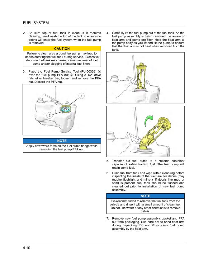 Polaris Sportsman XP 850 1000 ATV Service Manual sample page showing repair procedures
