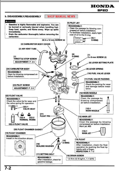 Honda BF2D Service Manual sample page from service manual