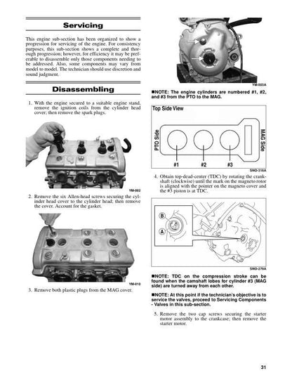Yamaha SR Viper Snowmobile Service Manual sample page showing repair procedures
