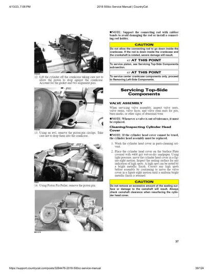 Arctic Cat Alterra 500 ATV Service Manual sample page with service data and tables