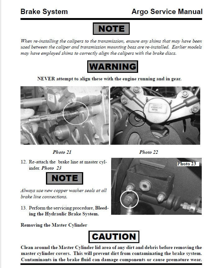 Argo Avenger HDI UTV Service Manual sample page from service manual