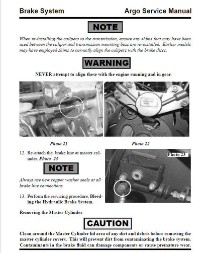 Argo Avenger HDI UTV Service Manual sample page from service manual