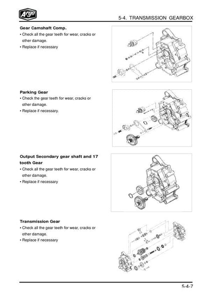Argo XPLORER XRT 1000 UTV Service Manual sample page with service data and tables