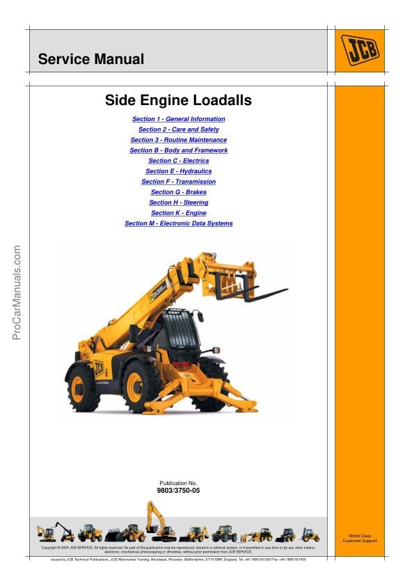 JCB 535 540 550 Loadall Service Manual factory service manual title page