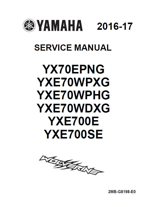 Yamaha Wolverine YX70 YXE70 YXE700 UTV Service Manual factory service manual title page