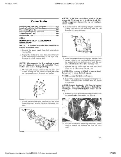 Arctic Cat Bearcat Lynx Pantera Snowmobile Service Manual sample page with service data and tables