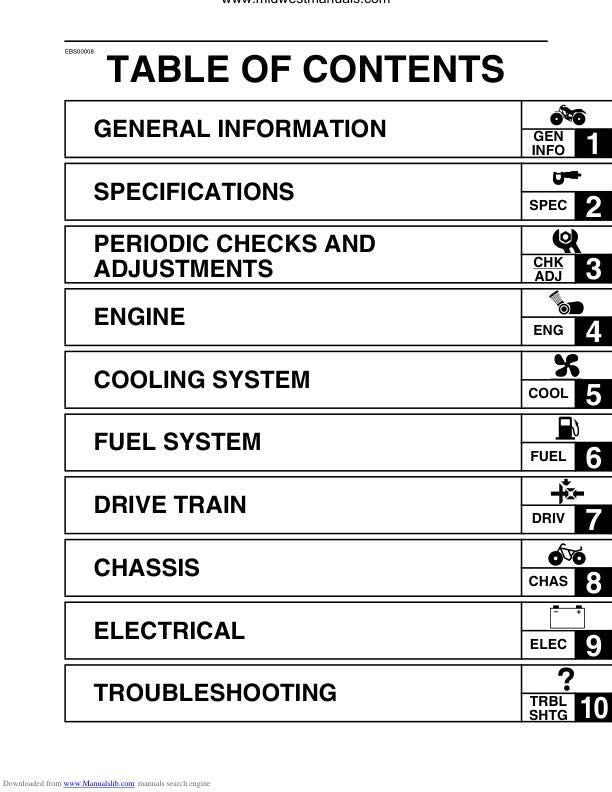 Yamaha Rhino YXR660 UTV Service Manual factory service manual title page