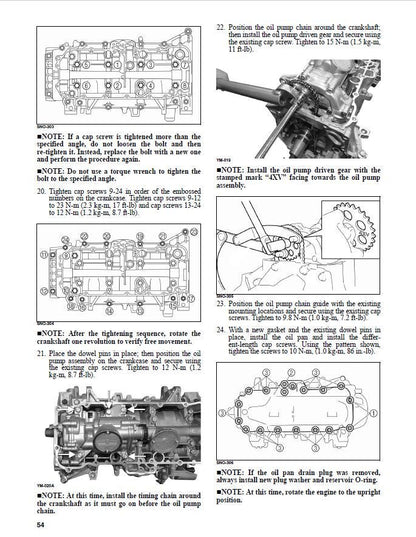 Yamaha Sidewinder Snowmobile Service Manual sample page with diagrams and specifications