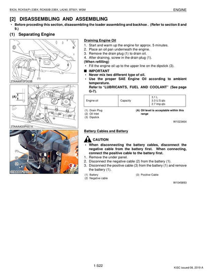 Kubota BX 24 Tractor Service Manual sample page from service manual