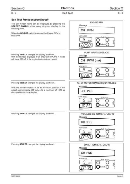 JCB JS 200 210 220 240 260 Tracked Excavator Service Manual sample page with diagrams and specifications