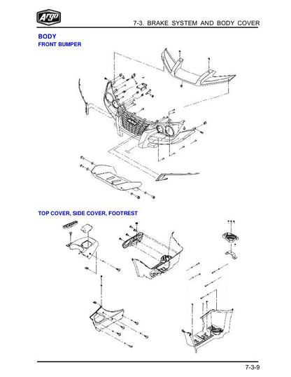 Argo XPLORER XRT 1000 UTV Service Manual sample page with technical illustrations