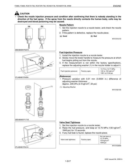 Kubota F 2880 3680 60 72 Mower Service Manual sample page with diagrams and specifications