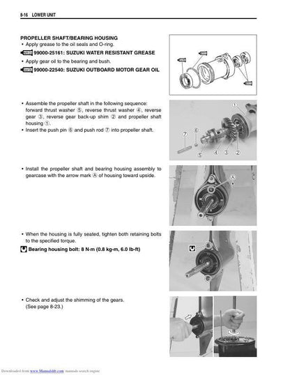 Suzuki DF9.9 DF15 Outboard Service Manual sample page showing schematics and diagrams
