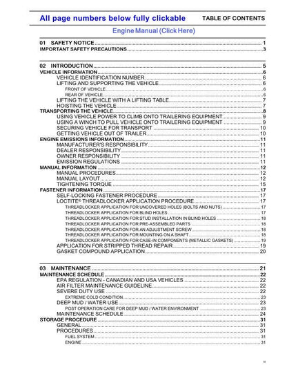 Can-Am Defender Traxter HD10 Max 1000 Service Manual table of contents