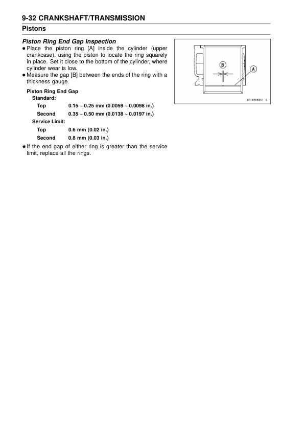 Kawasaki Ninja ZX-10R Motorcycle Service Manual sample page with diagrams and specifications