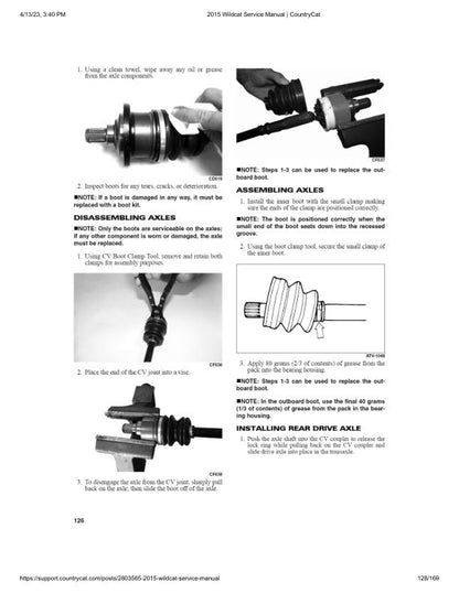 Arctic Cat Wildcat Sport 700 UTV Service Manual sample page with service data and tables