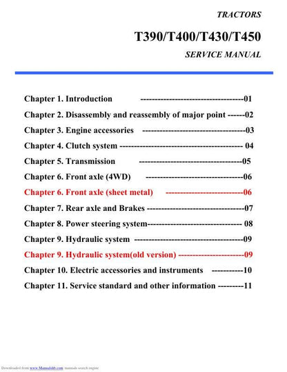 Kubota T390 T400 T430 T450 Mower Service Manual factory service manual title page