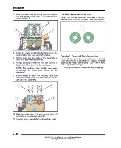 Polaris RZR XP 1000 UTV Service Manual sample page with technical illustrations