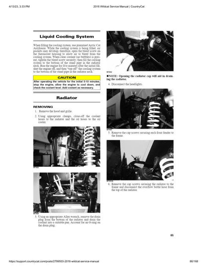 Arctic Cat Wildcat Sport 700 UTV Service Manual sample page with diagrams and specifications