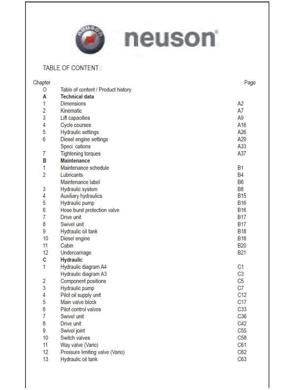 Wacker Neuson 2503 3503 Tracked Excavator Service Manual sample page from service manual