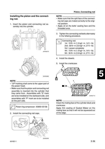 Yamaha 200A L200A Outboard Service Manual sample page with technical illustrations
