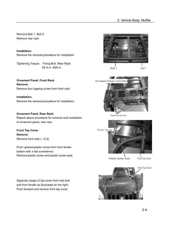 CF MOTO CF 500 Service Repair Manual table of contents