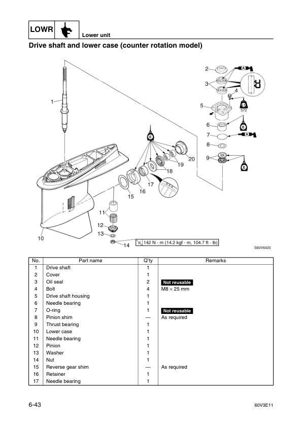 Yamaha Z250D LZ250D Outboard Service Manual sample page with technical illustrations