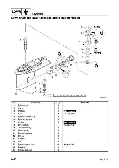 Yamaha Z250D LZ250D Outboard Service Manual sample page with technical illustrations
