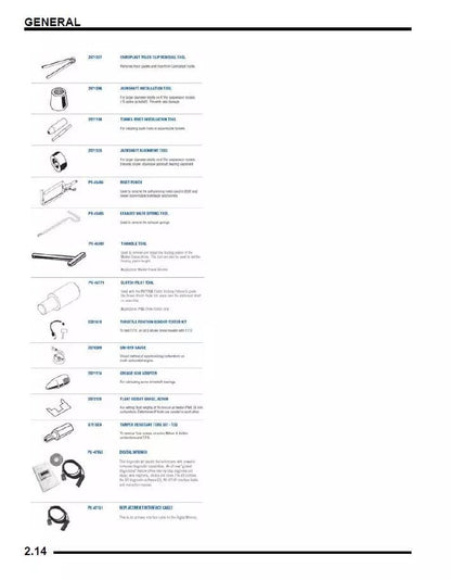 Polaris Trail Fusion Snowmobile Service Manual sample page with service data and tables