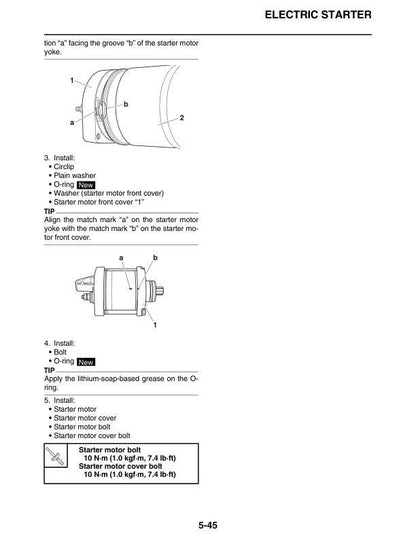Yamaha YZ 450 FN Motorcycle Service Manual sample page from the repair manual