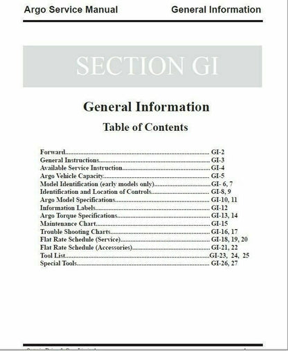 Argo S SN BF RB C CB V A B N R Service Manual sample page from service manual