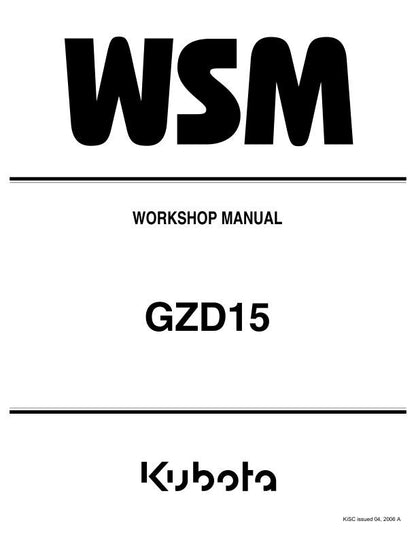 Kubota GZD 15 Mower Service Manual factory service manual title page
