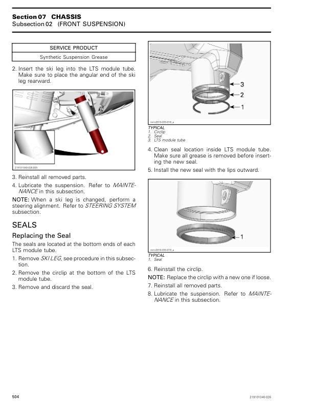 Skidoo Skandic 600 850 900 Snowmobile Service Manual sample page with technical illustrations
