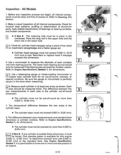 Johnson Evinrude 2 - 8 HP Outboard Service Manual sample page showing repair procedures