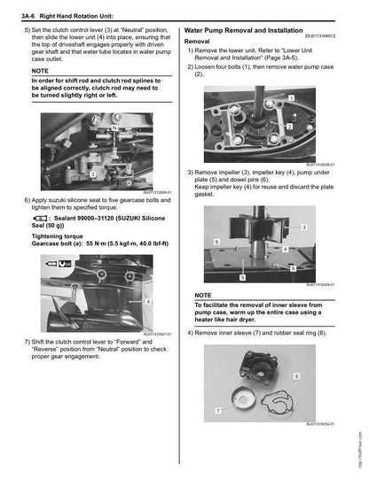 Suzuki DF70 DF80 DF90 Outboard Service Manual sample page showing schematics and diagrams