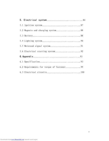 HiSun HS500 ATV Service Manual sample page with diagrams and specifications