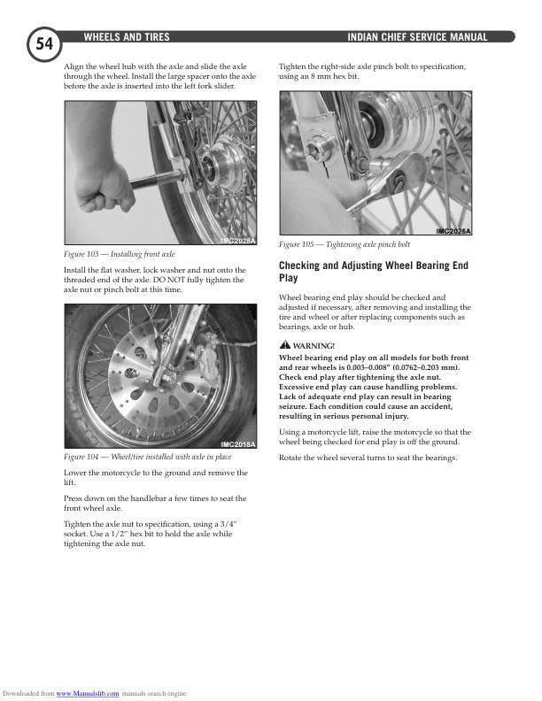 Indian Chief Deluxe Roadmaster Springfield Motorcycle Service Manual sample page showing schematics and diagrams
