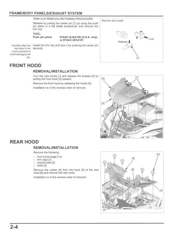 Honda Talon 1000 UTV Service Manual sample page with technical illustrations