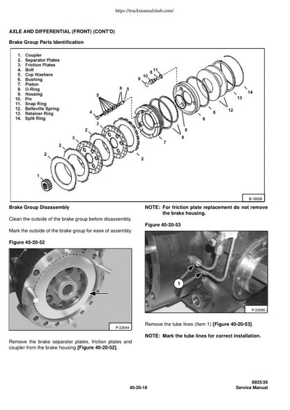 Massey Ferguson 8925 8926 Tractor Service Manual sample page with service data and tables