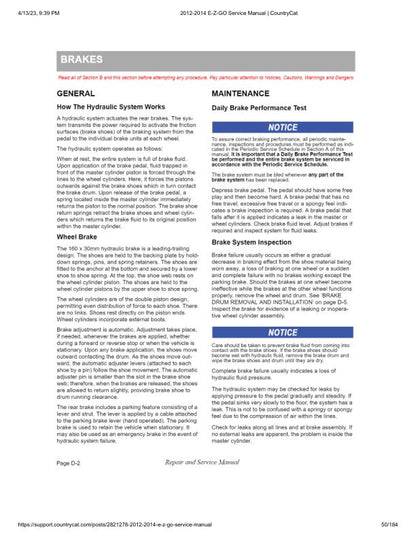 EZGO Terrain 1500 Gas Golf Cart Service Manual sample page from the repair manual