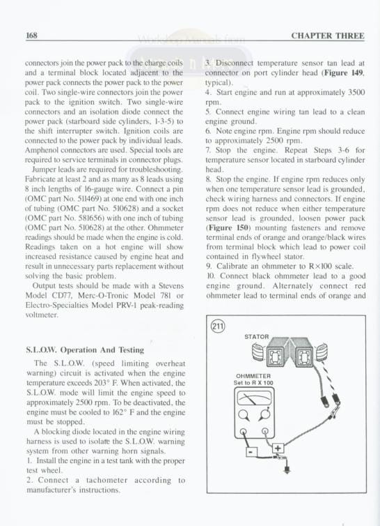 Johnson Evinrude 48-235 HP Outboard Service Manual sample page with technical illustrations