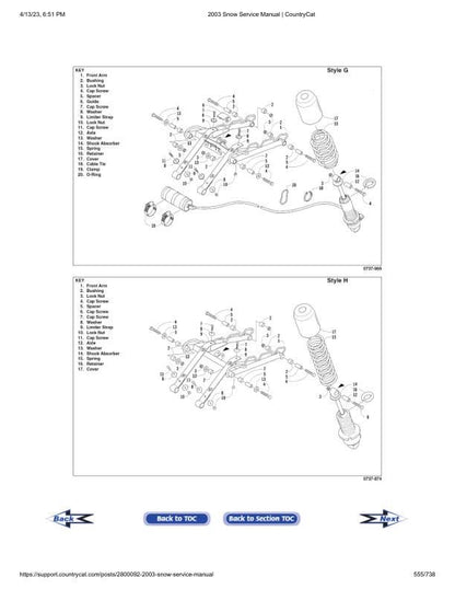 Arctic Cat Firecat F5 F7 ZL ZR Pantera Snowmobile Service Manual sample page with service data and tables