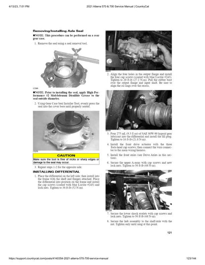 Arctic Cat Alterra 570 700 ATV Service Manual sample page from the repair manual