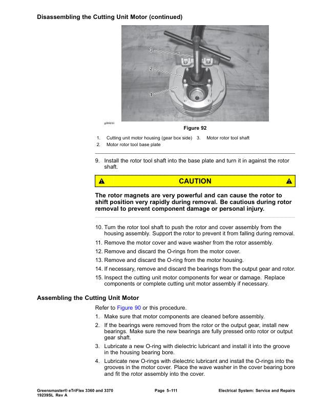 Toro 3360 3370  Greensmaster eTriFlex Mower Service Manual sample page from the repair manual